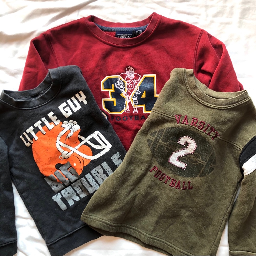 Size 4T Football Themed Sweatshirt Bundle